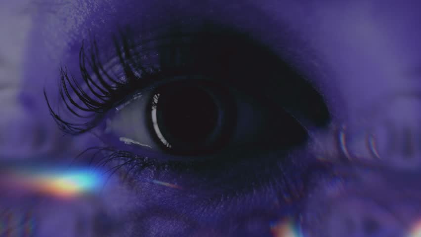 A macro shot of an eye with rainbow glass effect | Shutterstock HD Video #1099140273