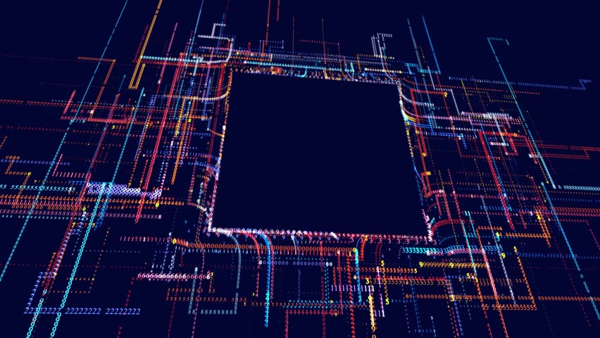 Glow particles form lines. Info concept lines and nodes, ai construction light grid. Lines form hologram information blocks. Vj loop abstract sci-fi bg. Hi-tech info technology. 3D Illustration | Shutterstock HD Video #1099141085