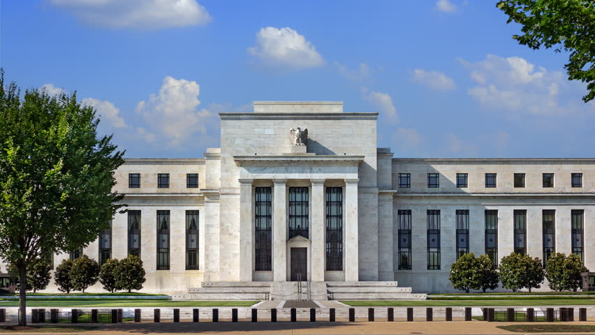 4K time lapse of the Federal reserve building, Washington DC, USA. Royalty-Free Stock Footage #1099147065