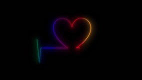 Heart Beat LGBT Pride Colors 4k neon light  - Powered by Shutterstock - Get 15% off with code: PIKWIZARD15