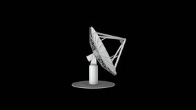 Rotating Radio Telescope Transparent Alpha Video 3D Animation
