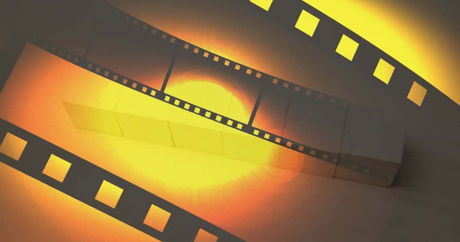 Animation of film tape and countdown on yellow background. Global business, technology and digital interface concept digitally generated video. | Shutterstock HD Video #1099170081