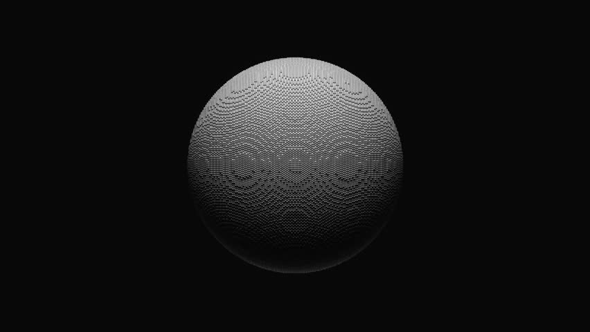 3d render of monochrome black and white abstract art video animation with surreal ball or sphere based on motion small aluminium chrome dust particles in splash as water wave on isolated black back  | Shutterstock HD Video #1099171545