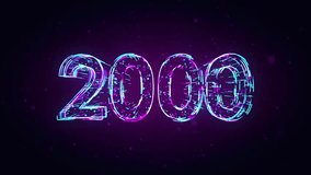Futuristic Motion Purple Blue Shiny Number 2000 3d Lines Effect And Square Dots Particles Reveal On Dark Purple Glitter Dust Background - Powered by Shutterstock - Get 15% off with code: PIKWIZARD15