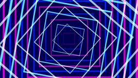 bright blue geometric animation of a square on a black background. Screensaver. equalizer. For a music video