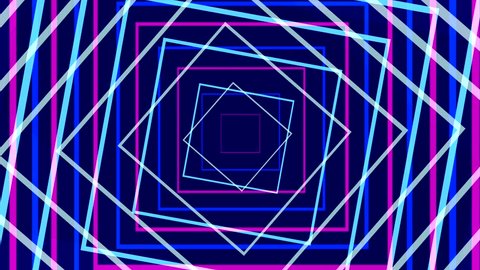 bright blue geometric animation of a square on a black background. Screensaver. equalizer. For a music video Adlı Stok Video