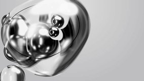 3d render motion design pattern metaverse monochrome gray white abstract art object metaball metaspheres in glass water liquid silver metal meta ball transition deformation process on white background