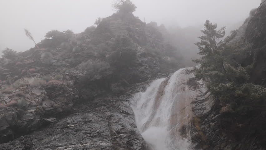 San Antonio fall in the fog. San Bernardino national forest. California.