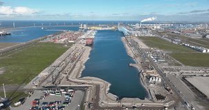 Prinses Amalia Haven container terminal within the Port of Rotterdam, located on the Maasvlakte. deep-water terminal, latest technology, warehousing, distribution center, and intermodal services.