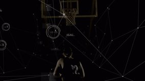 Animation of data processing over male basketball player. Global sports, fitness, computing and data processing concept digitally generated video. - Powered by Shutterstock - Get 15% off with code: PIKWIZARD15