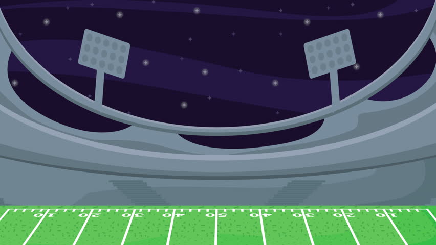 american football trophy in stadium ,4k video animated