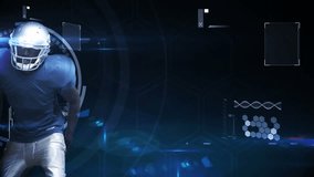 Animation of data processing over male american football player. Global sports, fitness, computing and data processing concept digitally generated video. - Powered by Shutterstock - Get 15% off with code: PIKWIZARD15