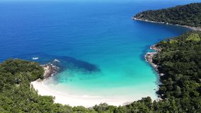 4K professional video Aerial view tropical beach sea South Phuket Thailand on January 2023