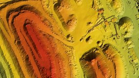 Animation of a mine elevation. GIS product made after processing aerial data taken from a drone. It shows excavation site with steep rock walls - Powered by Shutterstock - Get 15% off with code: PIKWIZARD15
