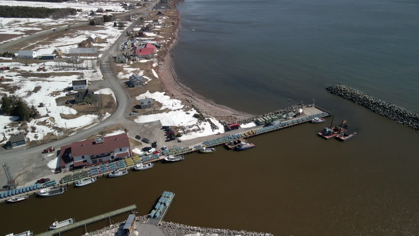 Lobster fishing port drone view
