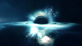Futuristic antimatter molecule or micro Black Hole. Quantum physics concept 3D animation loop. Orbiting mystery gluon quarks and elementary matter particles forming a wormhole warping time and gravity - Powered by Shutterstock - Get 15% off with code: PIKWIZARD15