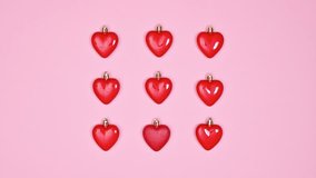 6k Creative Valentine's day layout with hearts on bright pink background. Flat lay. Stop motion - Powered by Shutterstock - Get 15% off with code: PIKWIZARD15