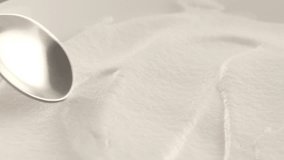 Whipped cream with a spoon. white cream close-up. dessert preparation. pastry kitchen. High quality 4k footage - Powered by Shutterstock - Get 15% off with code: PIKWIZARD15