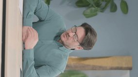 Vertical Video of Distraught Mature Adult Businessman in Depression and Anxiety
