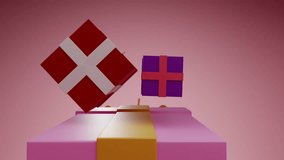 3D animation gift boxes with ribbons and hearts motion on pink background for copy space or cyberspace. For valentine’s festival and other celebrations. - Powered by Shutterstock - Get 15% off with code: PIKWIZARD15