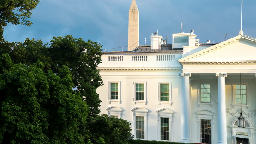 The White House in Washington DC Aerial Pan Shot in Afternoon  Royalty-Free Stock Footage #1099214373