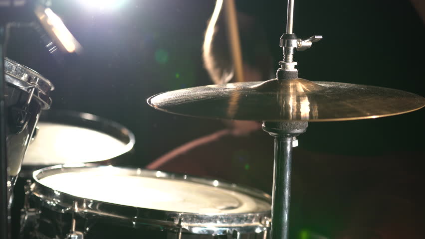Hands of professional drummer with drumsticks are playing on drum kit, close-up. Royalty-Free Stock Footage #1099214987