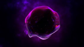 Abstract round purple sphere liquid iridescent futuristic swirling, abstract background morphing. Video 4k, motion design