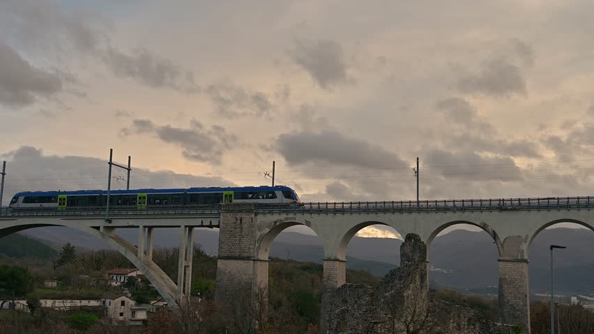 Isernia, Molise, Italy.  Santo Spirito railway bridge. View