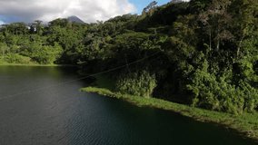 Drone Video Of Lake Arenal and Volcano In The Background
