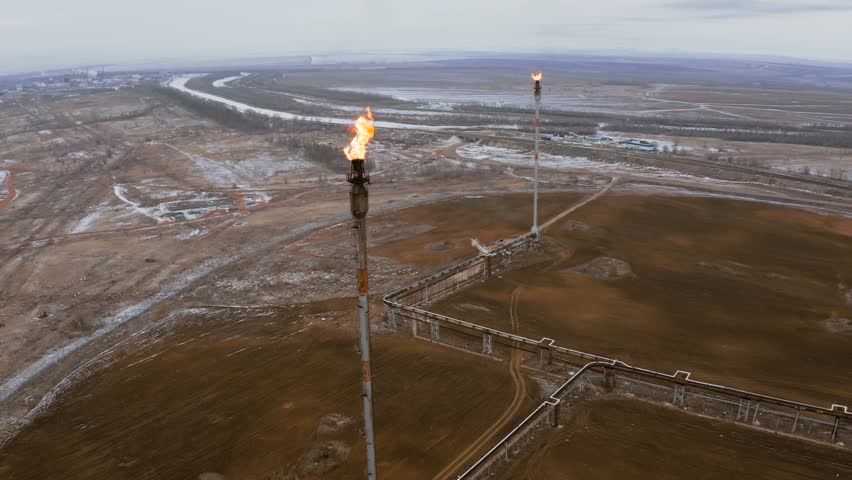 Fire on a torch in an oil and gas refinery.