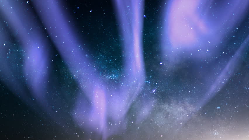Aurora Purple and Milky Way Galaxy Loop 24mm Southeast | Shutterstock HD Video #1099234037