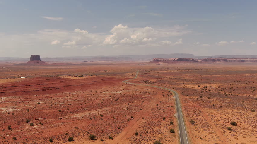 Monument Valley Highway 163 from Monument Pass Aerial Shot R Navajo Nation Southwest Utah USA
