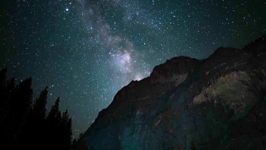 Yosemite National Park Milky Way Galaxy Above Glacier Point from Curry Village Sierra Nevada Mountains California USA
