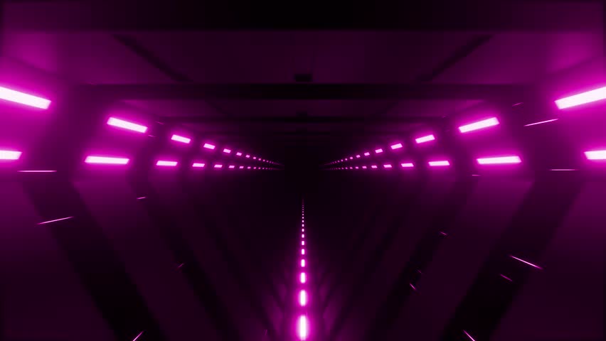 Futuristic Sci Fi White Neon Light On Dark Room Background, Dark
