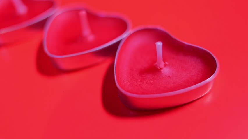 Valentines Day, heart-shaped candles and, Stock Video