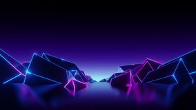 geometric box stripe neon landscape, pink blue colour, looped, cube geometric like a mountain, looped, camera fly through animate, 4k resolution. - Powered by Shutterstock - Get 15% off with code: PIKWIZARD15