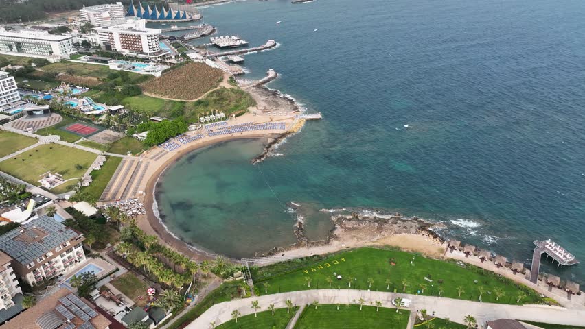Infrastructure of hotels aerial view Turkey Alanya 4K