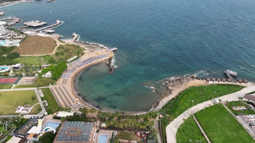 Infrastructure of hotels aerial view Turkey Alanya 4K
