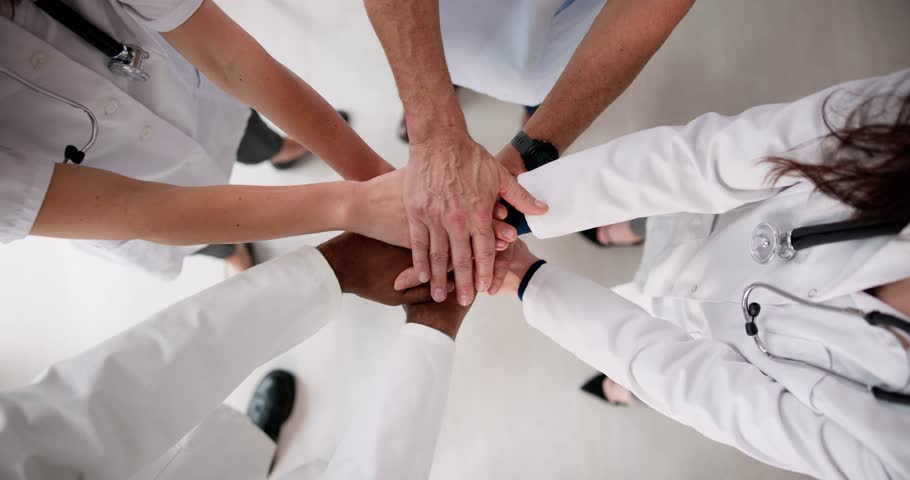 Motivated Team Of Diverse Hospital Doctors Hands Royalty-Free Stock Footage #1099251205