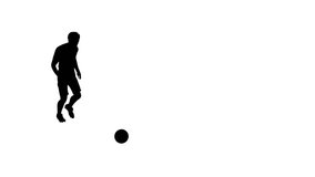 FOOTBALL SIDE KICK, Football kick animation, silhouette, Soccer Player Goal animation video, white background, football animation video. football ground, championship, goal celebration. Soccer 