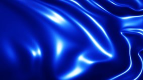 Blue 3d abstract graphics background animation,  silk moving waves on wind shiny and glossy metallic seamless 4K loop video animation, blue texture design.