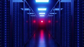 Server dark room in datacenter with blue neon lights. 3D Illustration - Powered by Shutterstock - Get 15% off with code: PIKWIZARD15