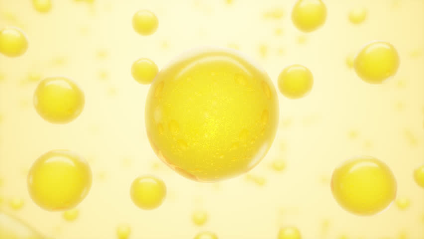 3D Animation ,Golden Collagen Skin Serum and Vitamin,Concept Skin Care Cosmetics Solution.