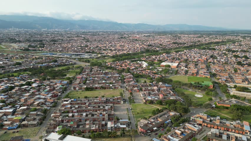Aerial view east of Cali Colombia, South America, Cauca River