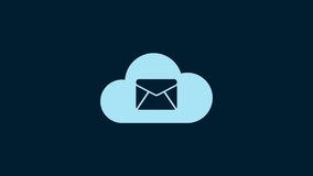White Cloud mail server icon isolated on blue background. Cloud server hosting for email. Online message service. Mailbox sign. 4K Video motion graphic animation. - Powered by Shutterstock - Get 15% off with code: PIKWIZARD15