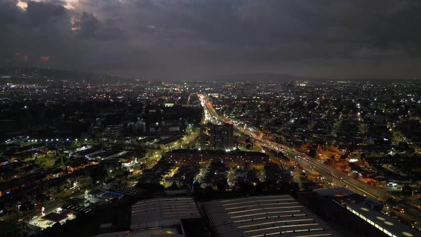 Sunset view in the south of Bogota, view of monserrate and the city center