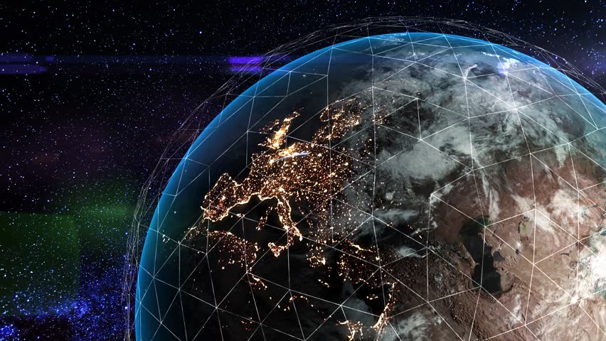 Global communication network, visualization of data exchange, digital intelligence, worldwide network. Connections and information transfer in the planet. Social media technology 4k background.  Royalty-Free Stock Footage #1099285829