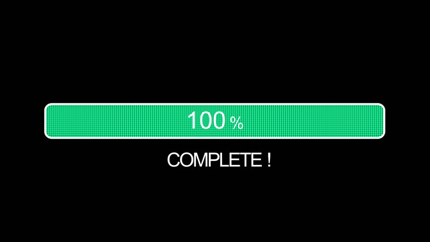 Loading bar animation 0 to 100 percent, 4k Resolution with alpha channel.