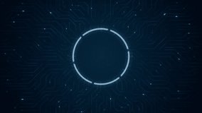 Motion graphic of Blue circuit board with futuristic technology circle HUD and data transfer on abstract background - Powered by Shutterstock - Get 15% off with code: PIKWIZARD15