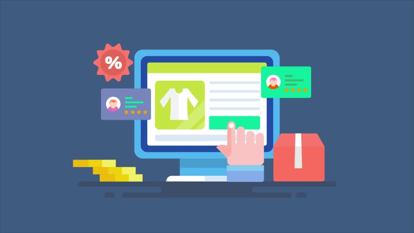ECommerce shopping, getting discount on online purchase, customer buying from eCommerce website - 2D animation video clip | Shutterstock HD Video #1099292689